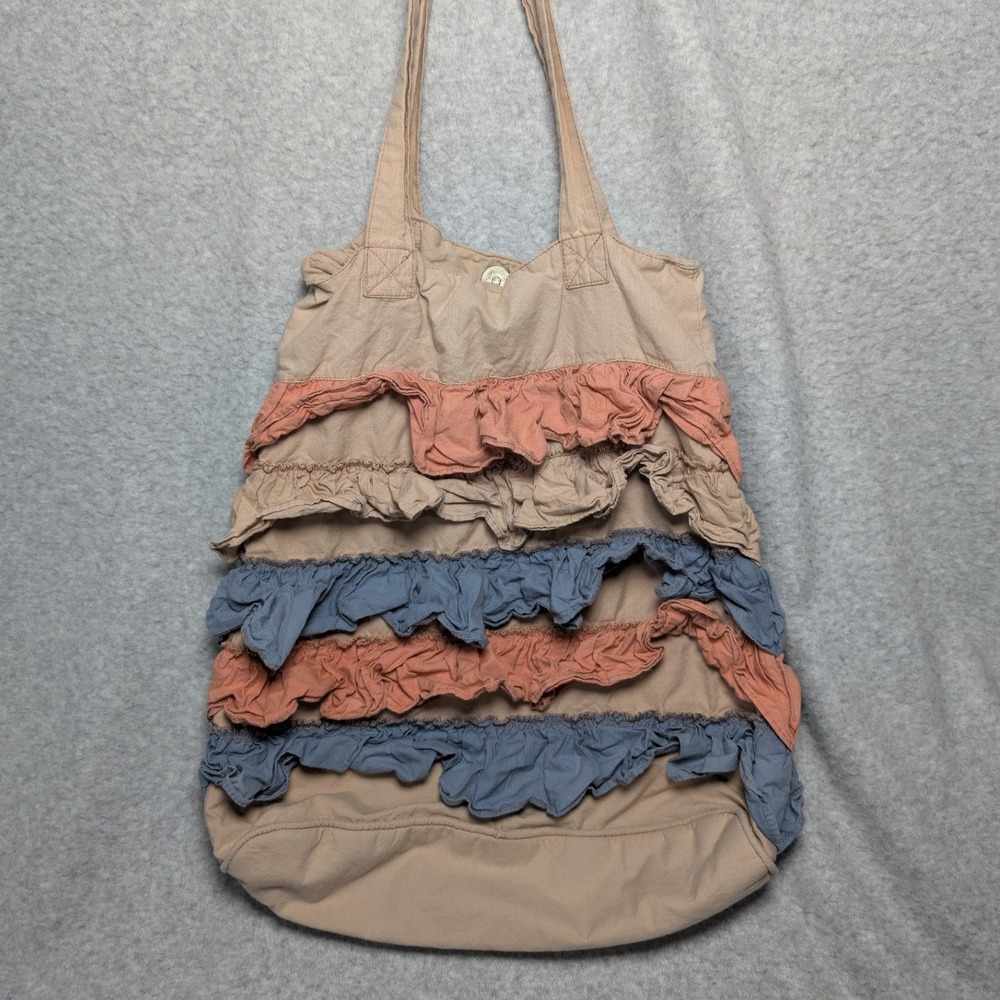 World Market Tote Bag Tiered Ruffle Cotton Boho Shoulder Hippie